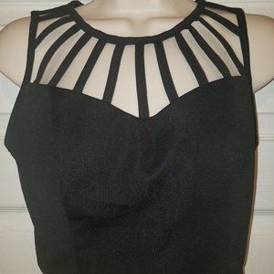 NWOT Black Caged Cutout Crop Top Sz L Juniors